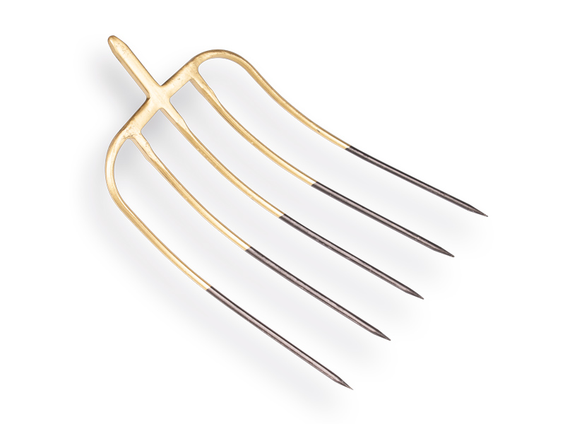 Mestvork OFFNER 5 tands brons met stift, zonder steel