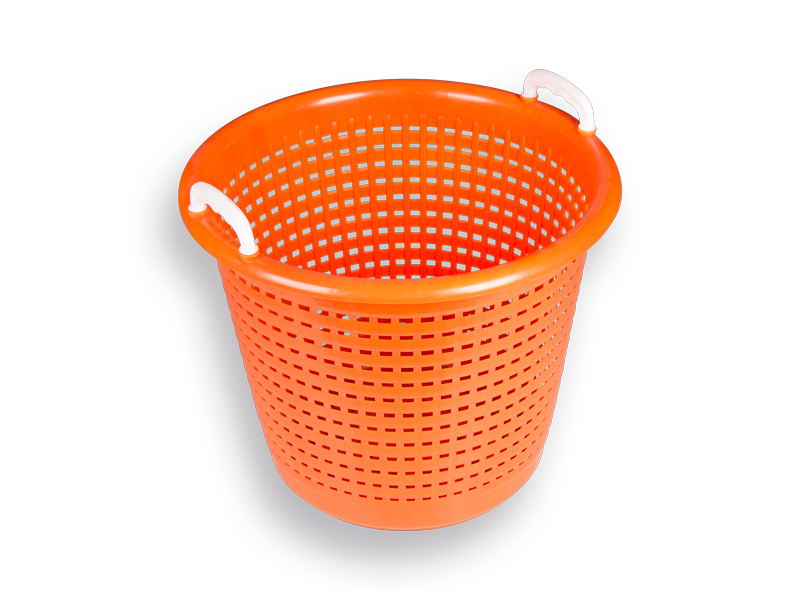 [819118] Mand kunststof oranje 58 liter, met 2 handgrepen
