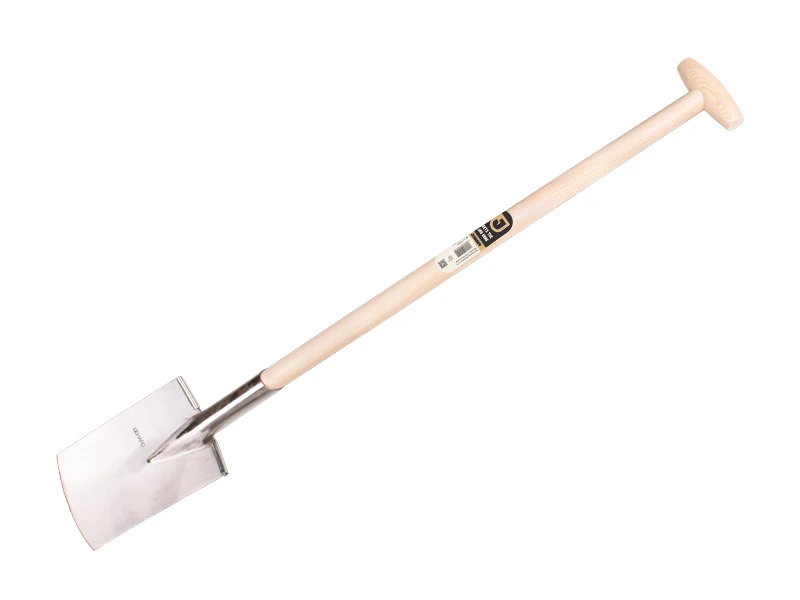 Tuinspade Jimmy gepolijst, RONDE OPSTAP, met ESSEN steel 85 cm, FSC 100%