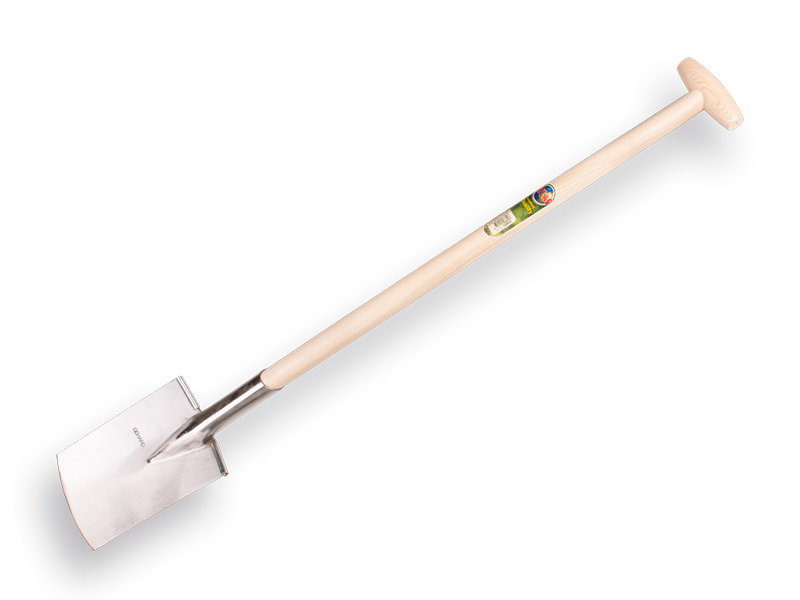 [828600] Tuinspade Jimmy gepolijst, RONDE OPSTAP, met ESSEN steel 85 cm, FSC 100%