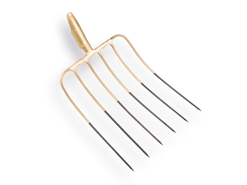 Silovork OFFNER 6 tands, 43 cm lang, met rechte veerdul, zonder steel