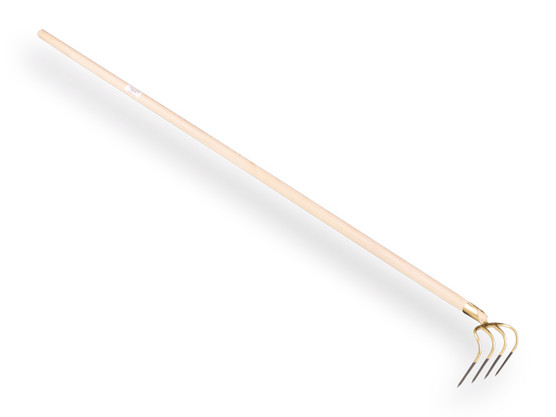 Mesthaak OFFNER 4 tands, lange tanden 21 cm, met dul en tapse ATLAS steel 180 cm, FSC 100%