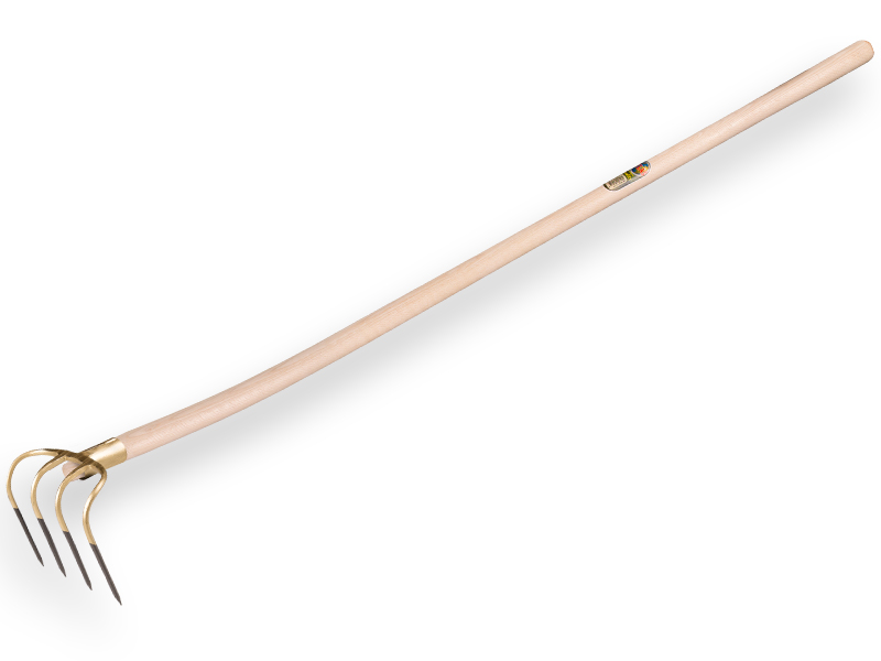 [844452] Mesthaak OFFNER 4 tands, korte tanden 13 cm, met dul en gebogen ATLAS steel 140 cm, FSC 100%