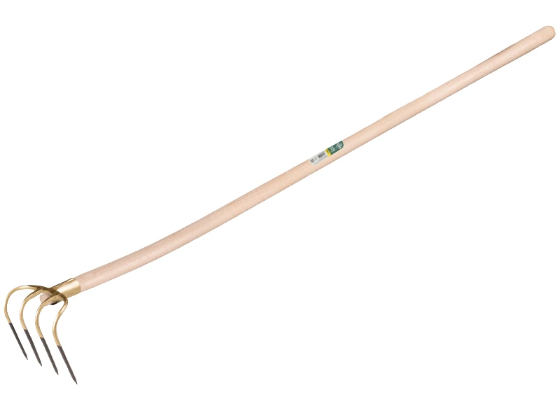 Mesthaak OFFNER met 4 korte tanden 13 cm, dul en gebogen ATLAS steel 140 cm, FSC 100%
