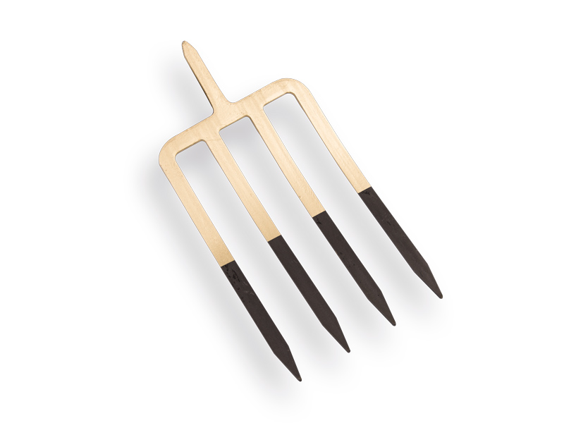 Spitvork OFFNER 4 tands brons, 27 cm met stift