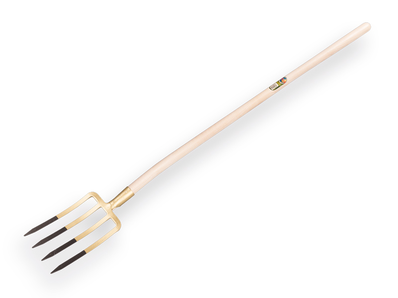 [862012] Spitvork OFFNER 4 tands brons, met dul en ATLAS batsesteel 130 cm, FSC 100%