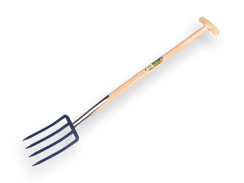 [862100] Spitvork Jimmy 4 tands blauw, met ESSEN T-steel 85 cm