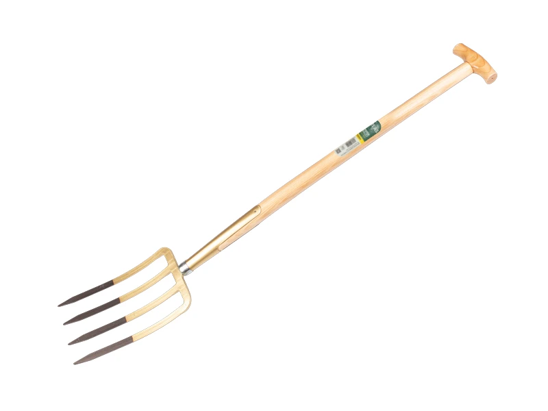 Spitvork OFFNER 4 tands brons, zwaar model met dul en ATLAS T-steel 90 cm