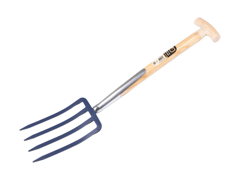 [862150] Spitvork Jimmy kort 4 tands blauw, met ESSEN T-steel 50 cm