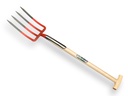 Spitvork OFFNER 4 tands rood, met dubbele veer en ATLAS T-steel 90 cm