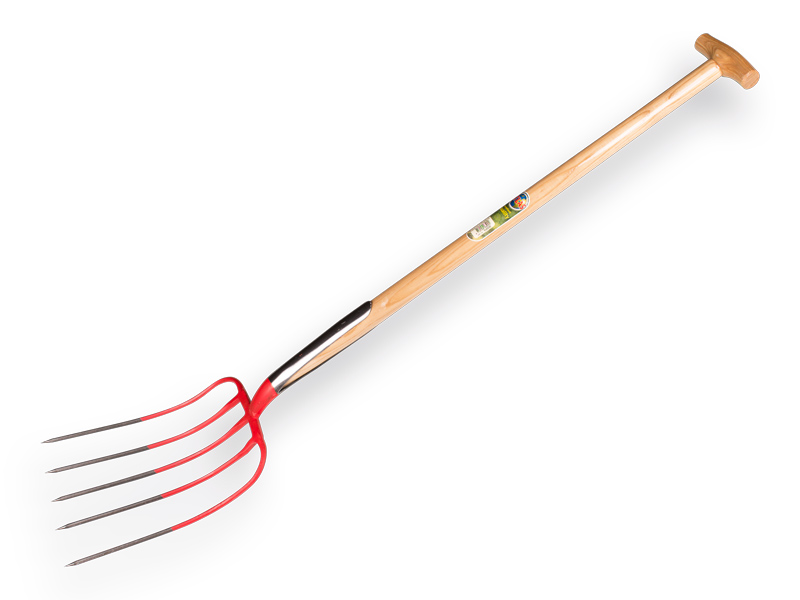 Mestvork OFFNER 5 tands rood, met dubbele veer en ATLAS T-steel 90 cm