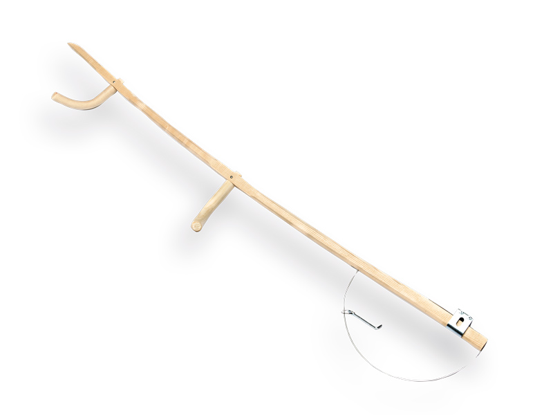 [920015] Zeisboom Jimmy hout gebogen 175 cm, met grepen en zeisring