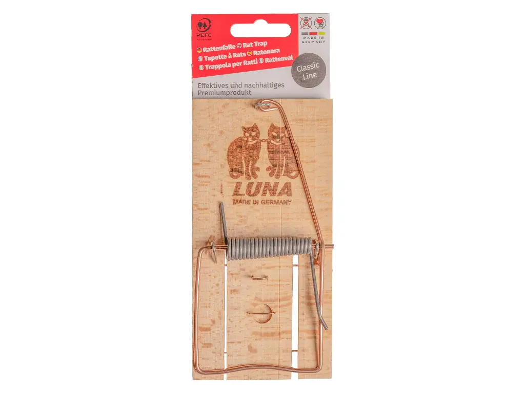 [930360] Rattenval - Rattenklem LUNA hout (per stuk op blisterkaart)