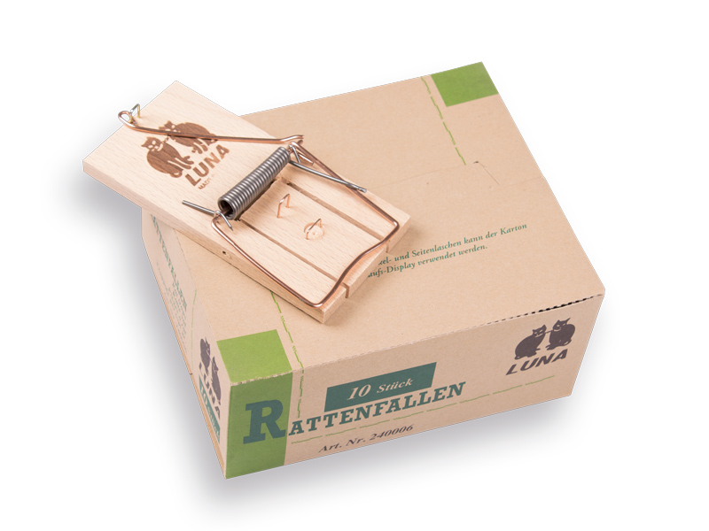 Rattenval - Rattenklem LUNA hout (per doos van 10 stuks)