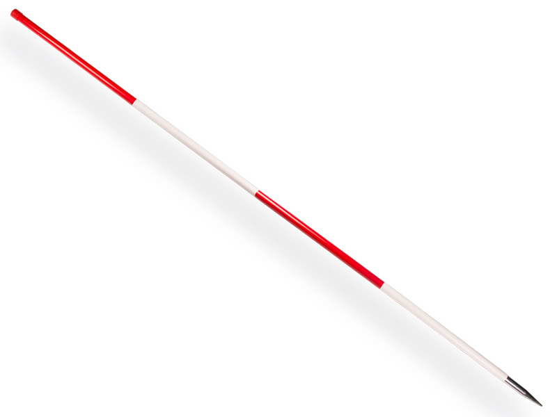 [960907] Jalonstok NESTLE deelbaar 216 cm staal geplastificeerd, bovenkant rood, stalen punt