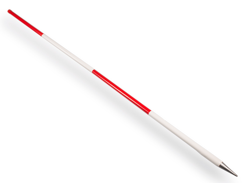 Jalonstok NESTLE 200 cm staal geplastificeerd, bovenkant rood, met stalen punt