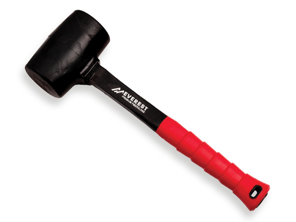 Rubberhamer EVEREST hard 90 shore 1kg, met fiberglassteel 38 cm