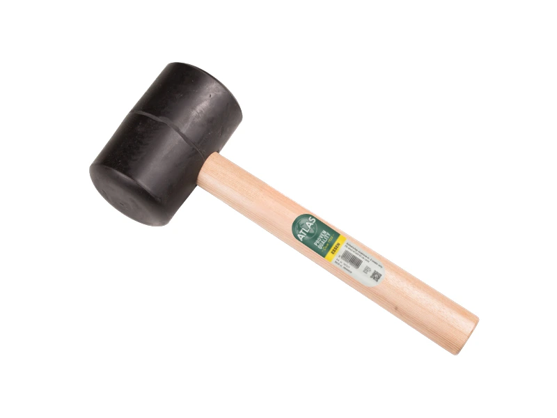 [998695] Rubberhamer ATLAS nr. 8 zacht 70 shore, 1.5 kg Ø 90 x 145 mm, met HICKORY steel
