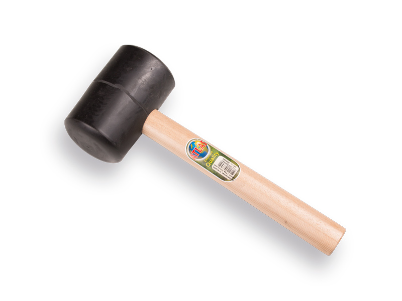 [998695] Rubberhamer ATLAS nr. 8 zacht 70 shore, 1.5 kg Ø 90 x 145 mm, met HICKORY steel