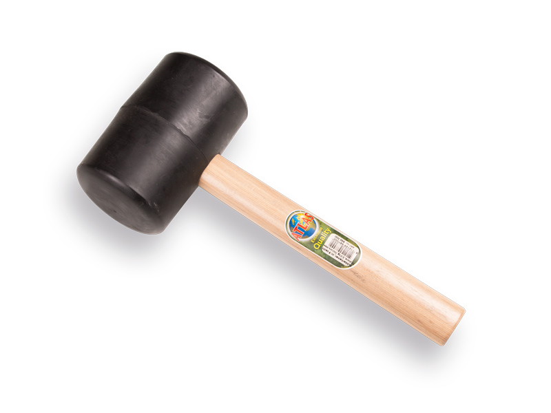 Rubberhamer ATLAS nr. 9 zacht 70 shore, 2.0 kg Ø 100 x 160 mm, met HICKORY steel