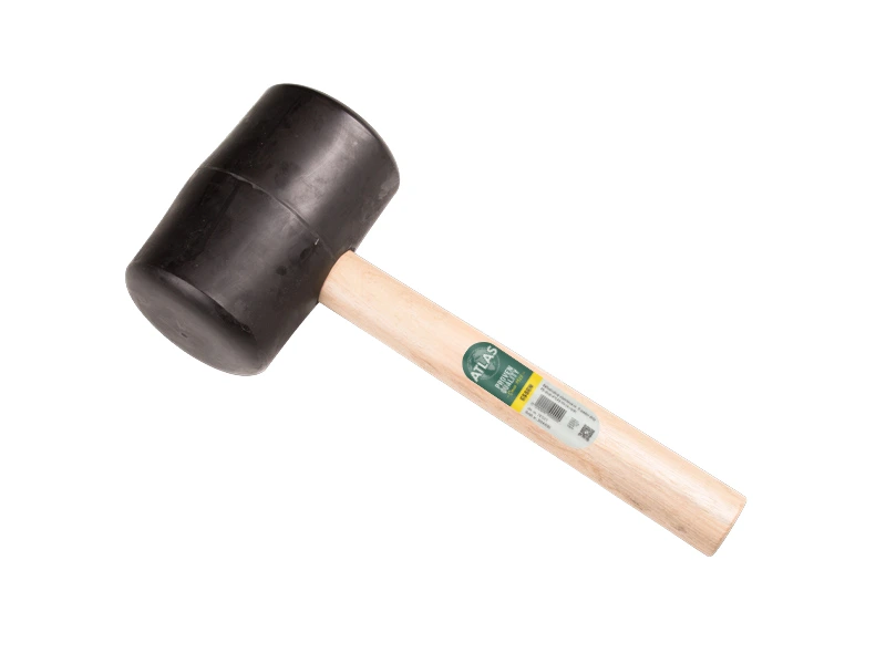 [998790] Rubberhamer ATLAS nr. 9 hard 90 shore, 2.0 kg Ø 100 x 160 mm, met HICKORY steel