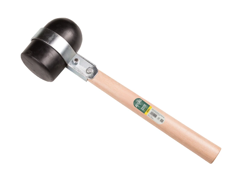 [998800] Rubberhamer ATLAS Rotterdams, zacht 70 shore, met gat en beugel, met HICKORY steel