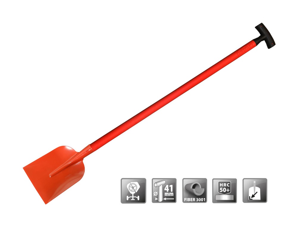 [781000] Betonschop RH rood, 22 x 29 cm, met FIBERGLAS T-steel 110 cm (uitlopend)