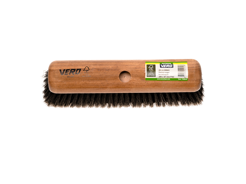 Kamerveger VERO kunstvezel zwart 28 cm, ronde kap