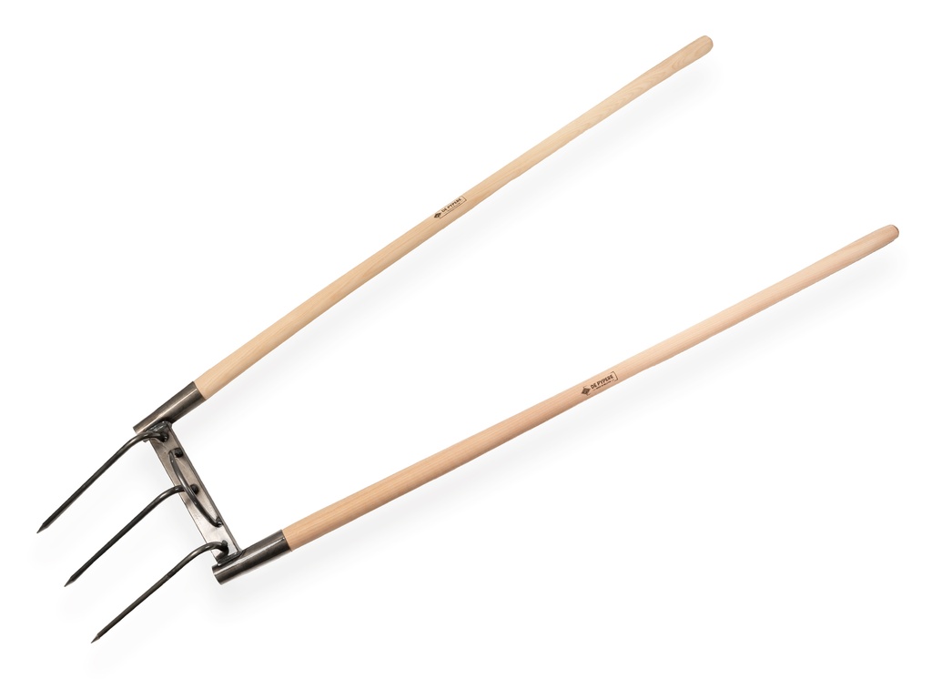 Woelvork DE PYPERE AIR-FIT, 3 gesmede tanden, met 2 ATLAS stelen 130 cm