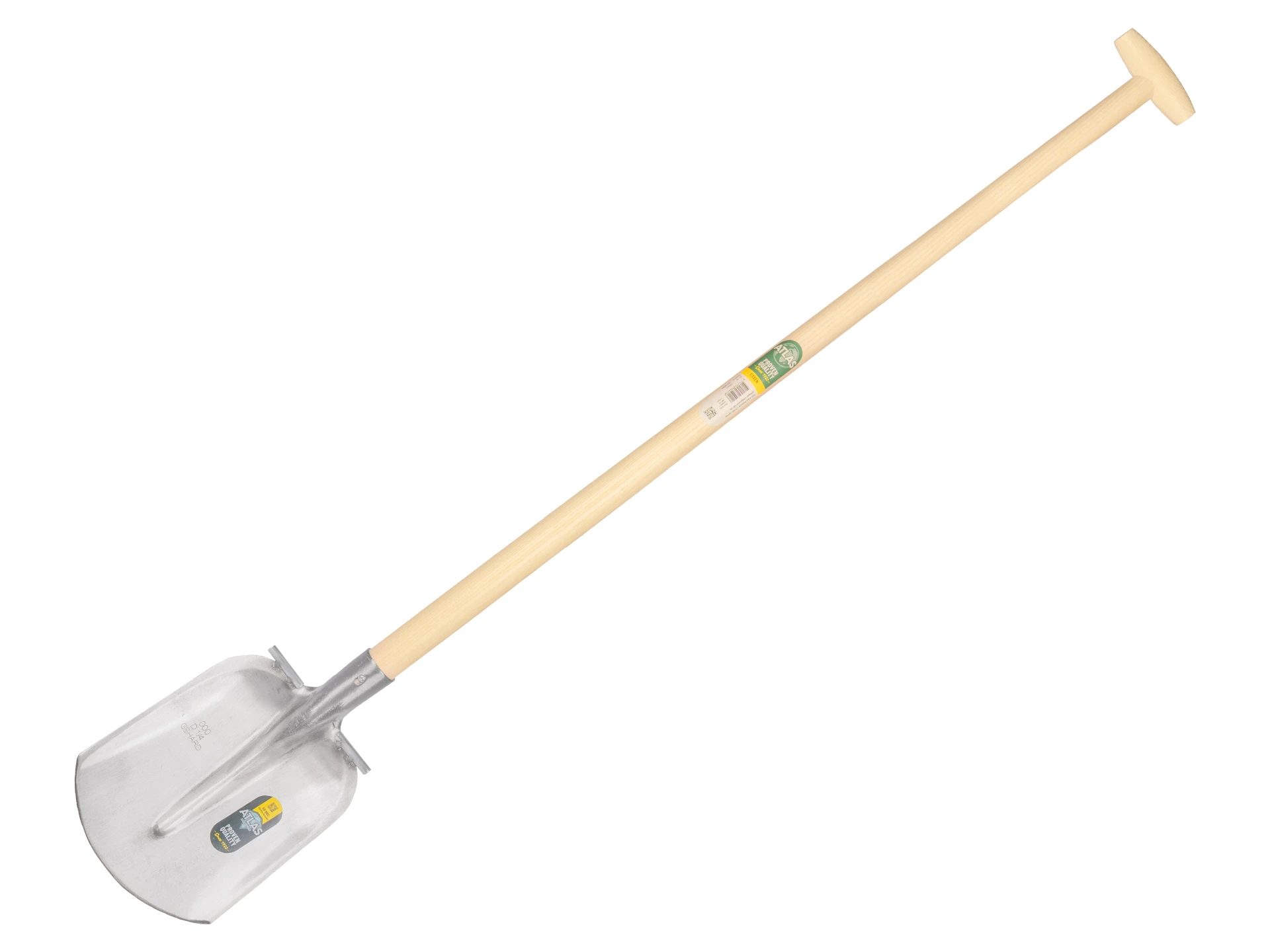 [735414] Steekbats ATLAS DIAMANT 1/4 000 gehard, gepolijst, RONDE OPSTAP, met ATLAS schopsteel 120 cm gebogen, FSC 100%