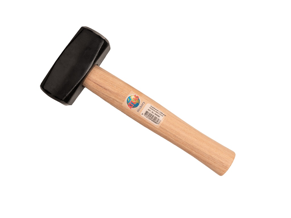 Moker - Vuisthamer ATLAS 1500 gram, DIN 6475, met HICKORY steel 28 cm