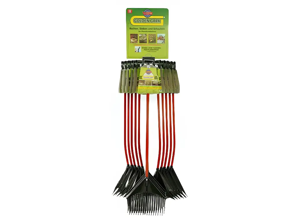 [837030] Display Golden Gark inclusief 18 stuks Golden Gark rood 18 tands met aluminium steel