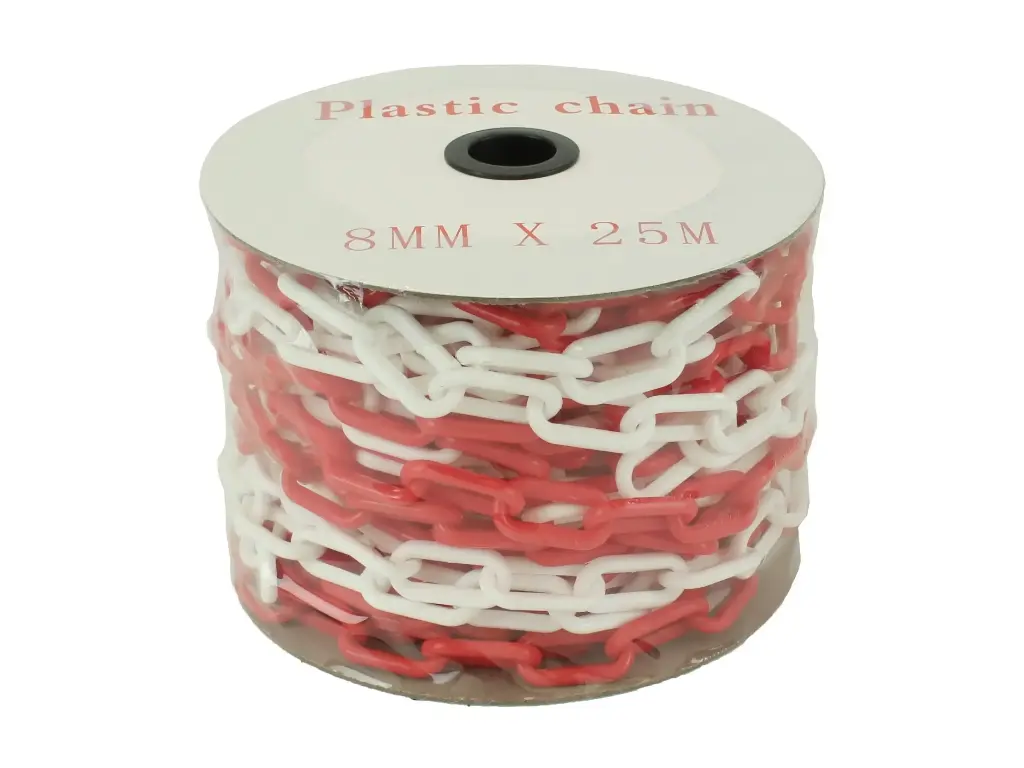 Afzetketting kunststof 8 mm, rood-wit 25 meter