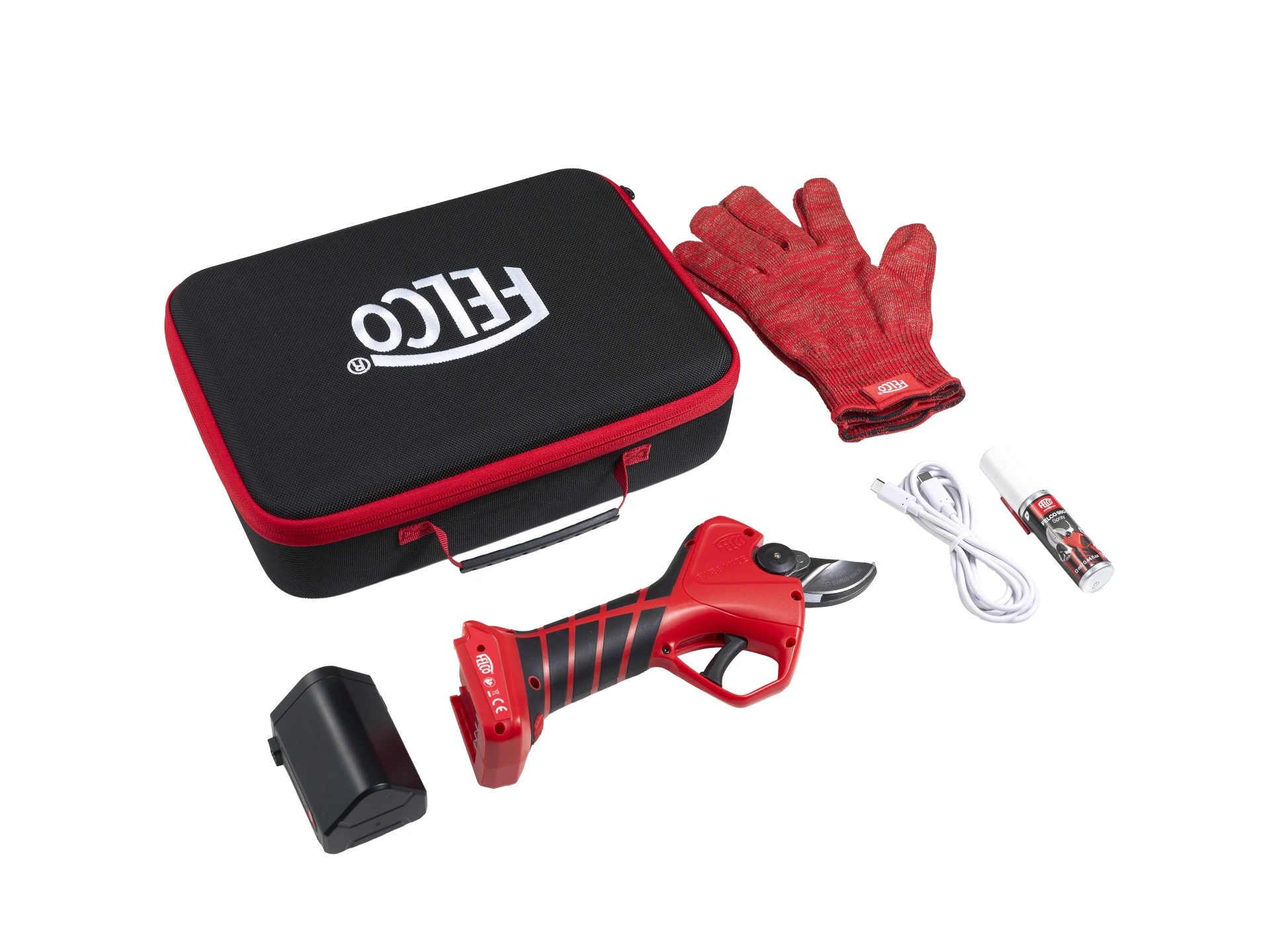 Snoeischaar FELCO 2E elektrisch, knipt tot 27 mm, inclusief accessoires en koffer