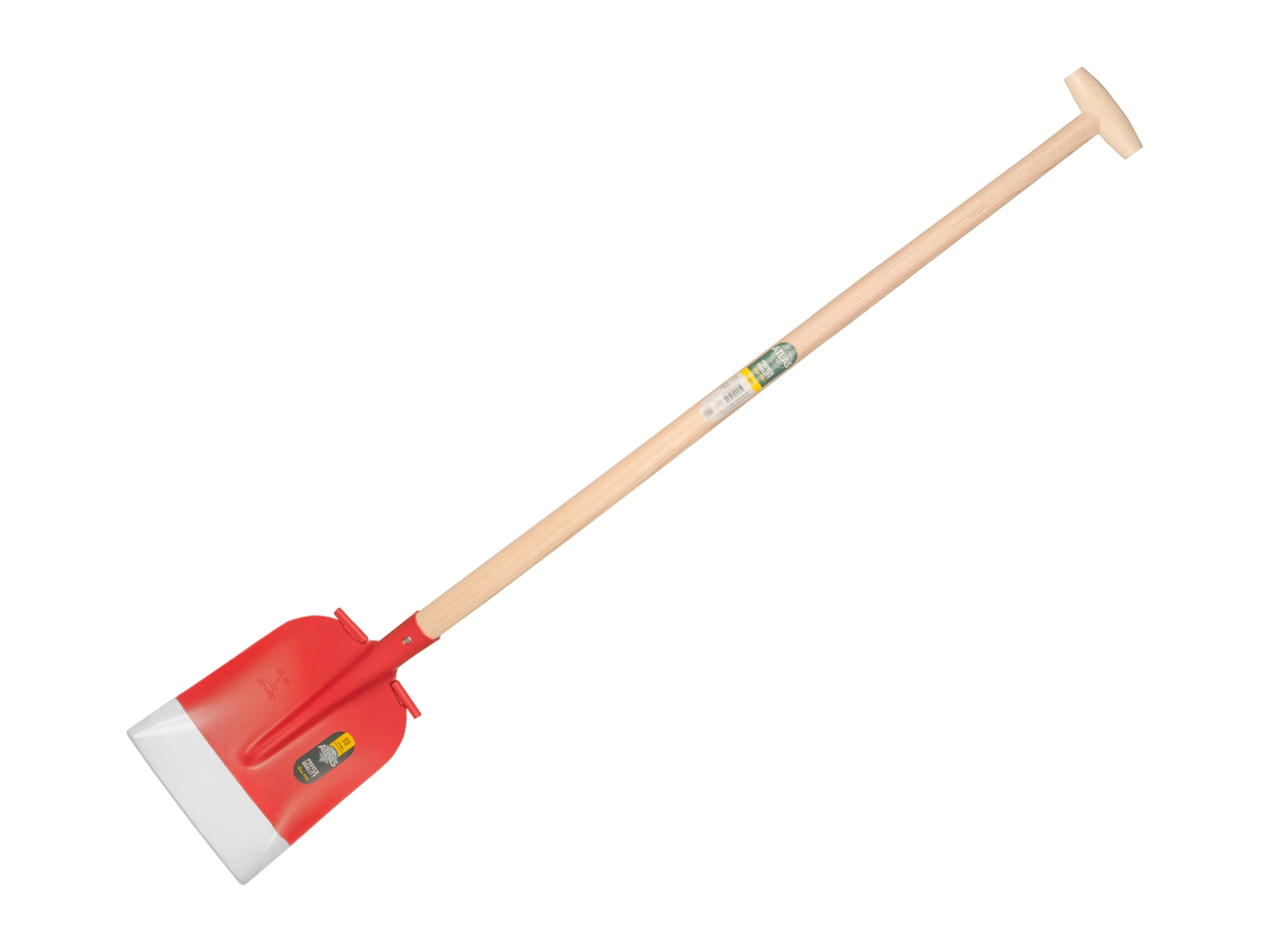 Betonschop ATLAS DIAMANT 1/2 0 rood, extra gehard, RONDE OPSTAP, met ATLAS schopsteel 110 cm gebogen