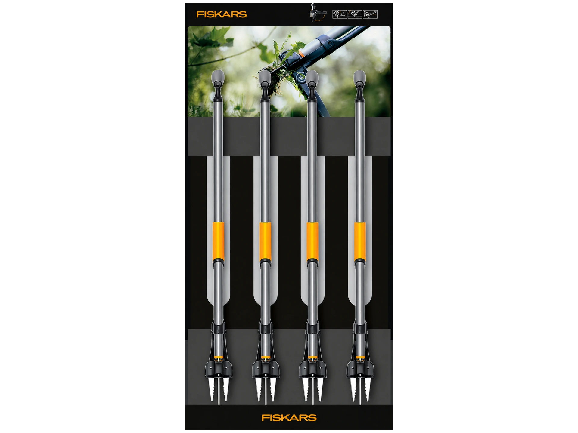 [1510444] 16 x Onkruidtrekker FISKARS Ergonomic, lengte 100 cm, inclusief display
