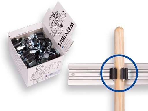 [1107415] 1x Displaydoos PRAX met steelklemmen rond 25 mm (20 stuks per doos)