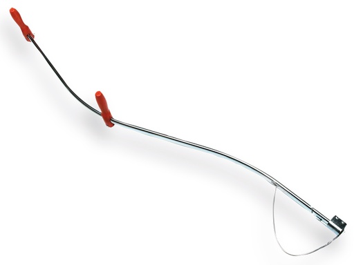 [920010] Zeisboom staal gebogen 150 cm, met houten grepen, zeisring en beugel